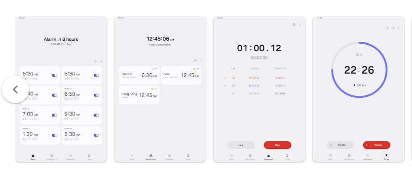 Clock (時計) アプリの主な機能